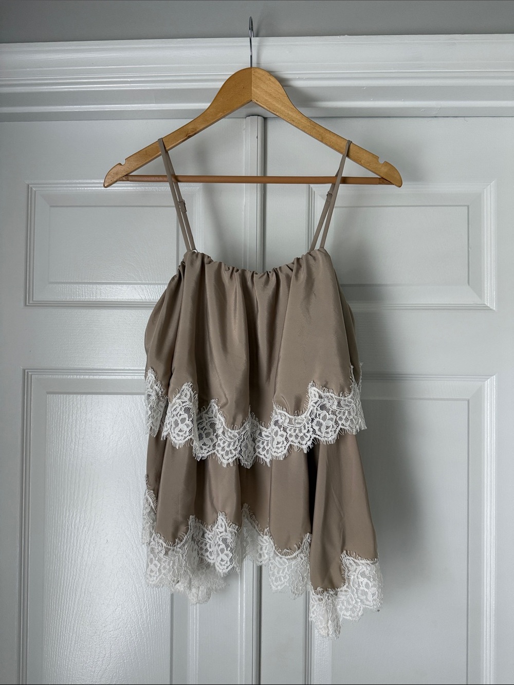 Marks & Spencer Taupe Layered Lace-Trim Cami Top